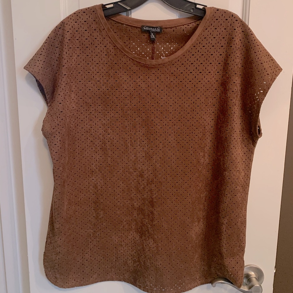 Suede leather cognac top